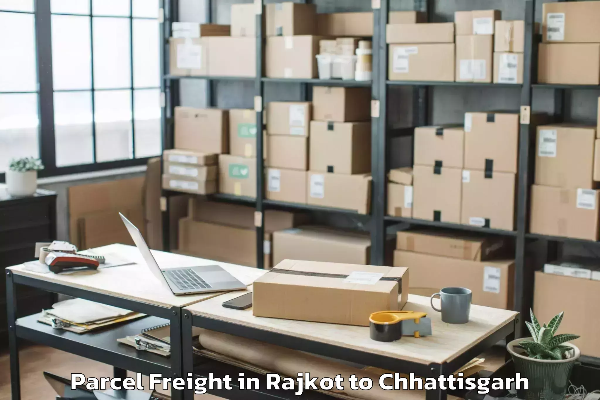 Easy Rajkot to Korba Parcel Freight Booking